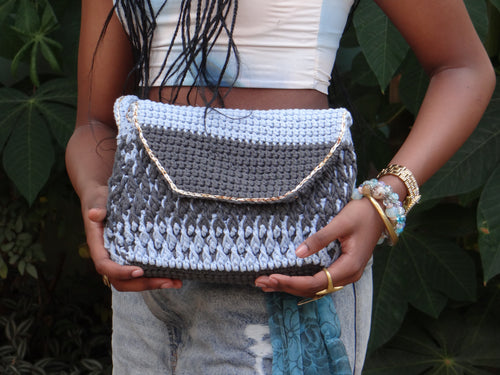Baby Blue and Charcoal Grey Handbag