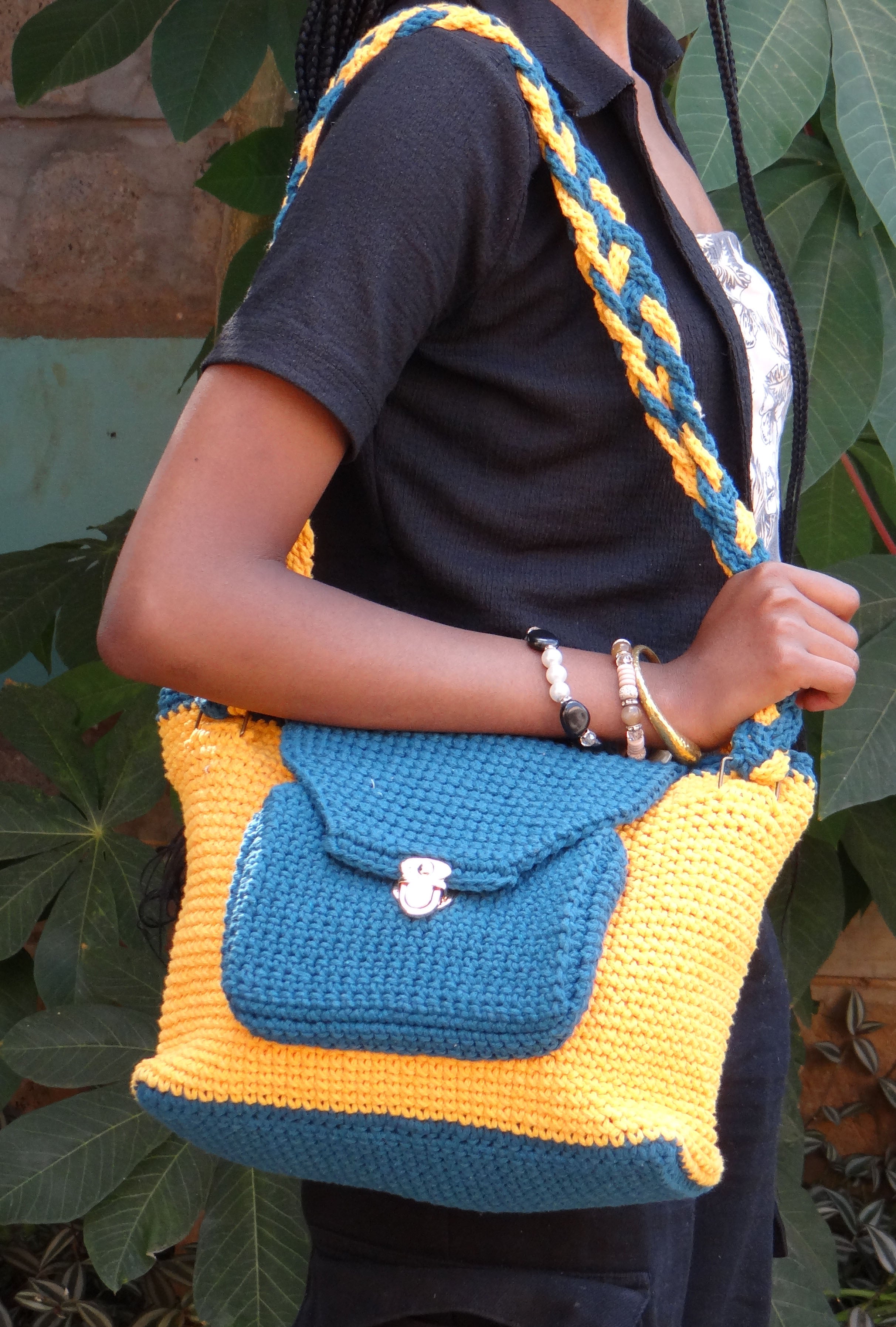 Yellow and Teal Handbag & Clutch