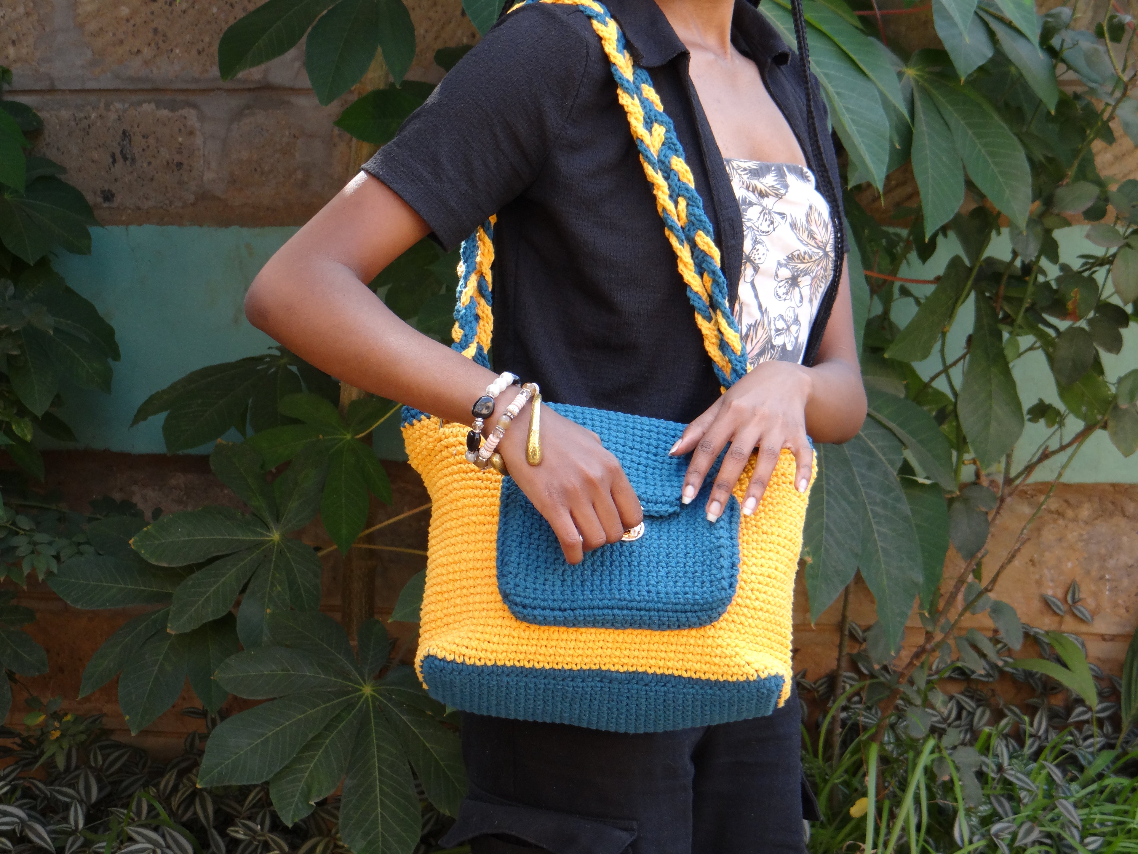 Yellow and Teal Handbag & Clutch