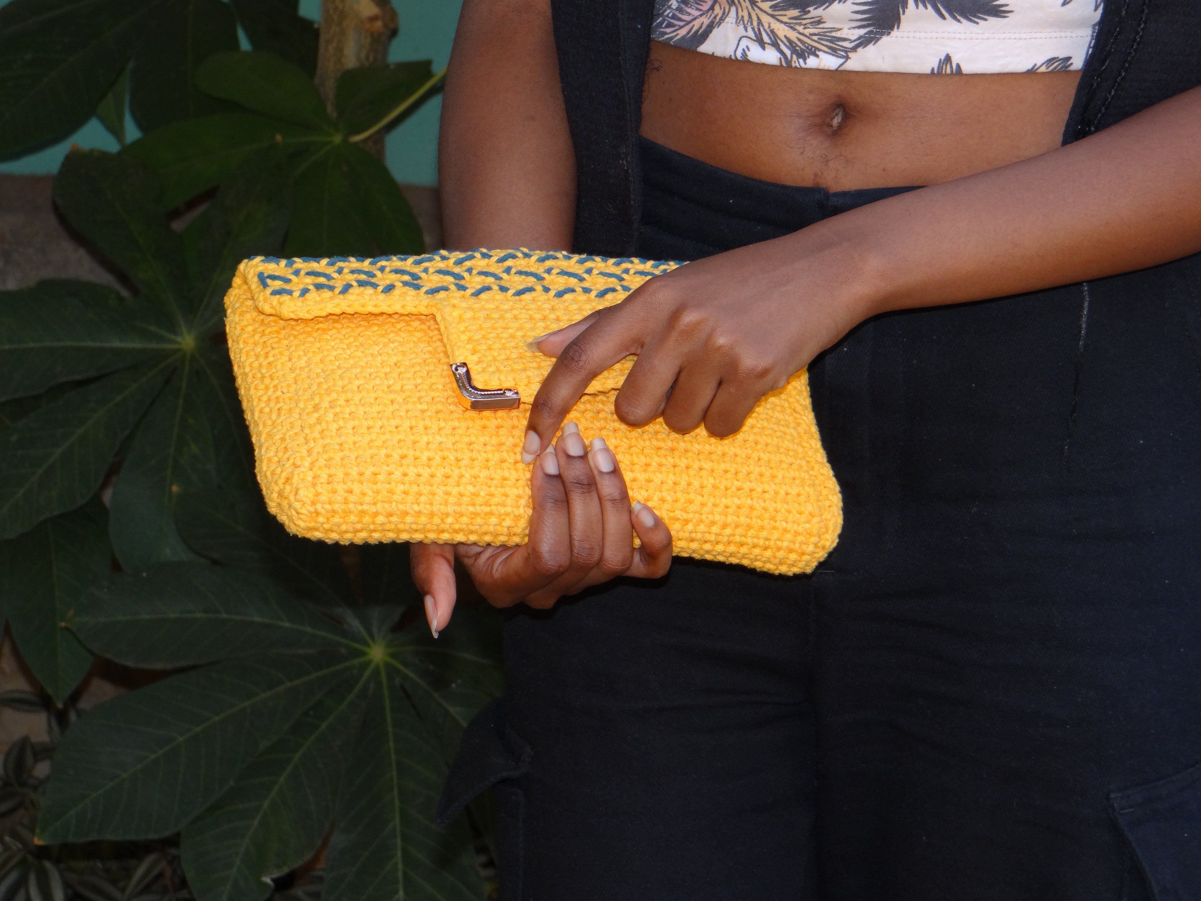 Yellow and Teal Handbag & Clutch