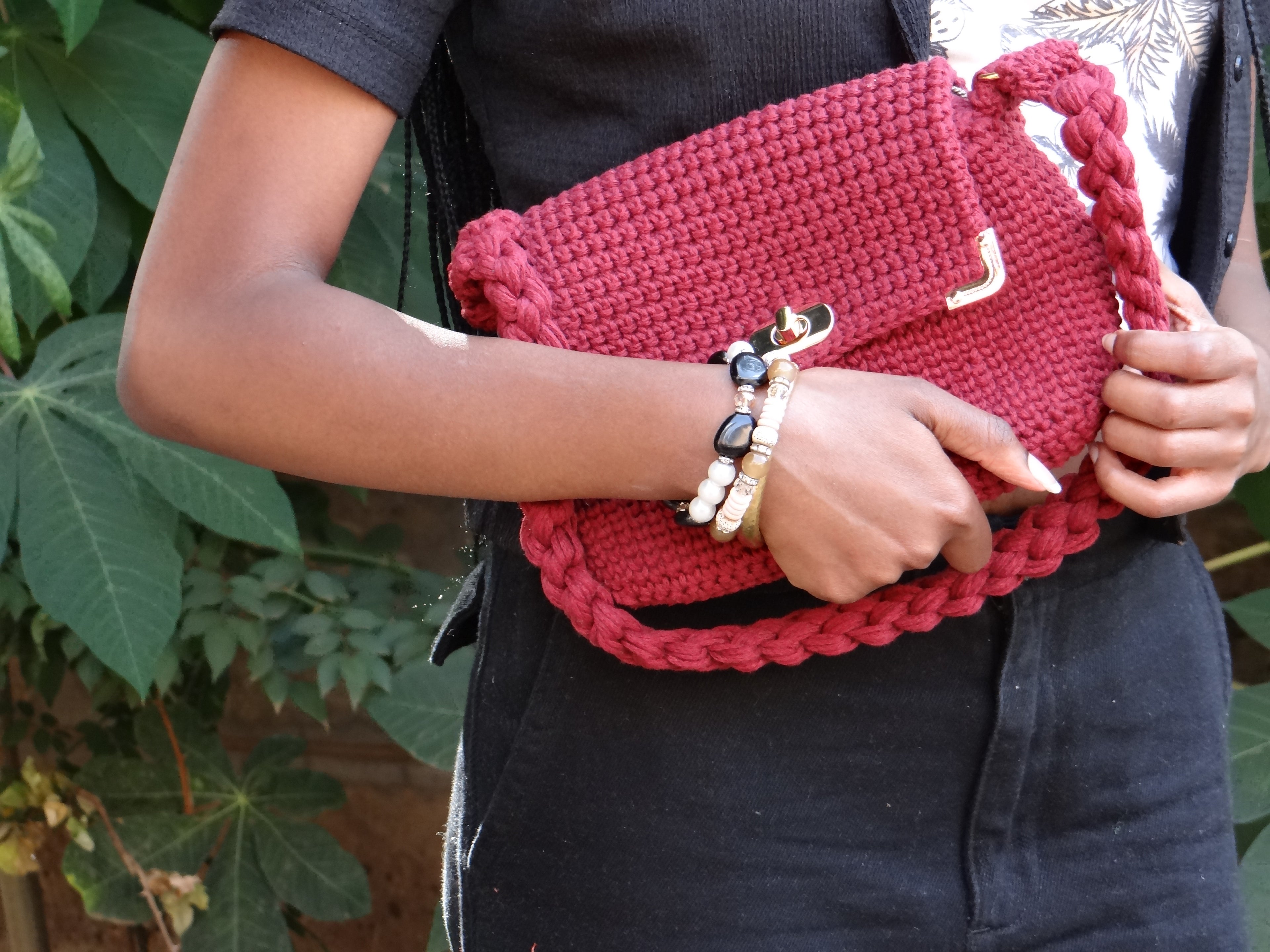 Mini Burgundy Bag with Braided Strap
