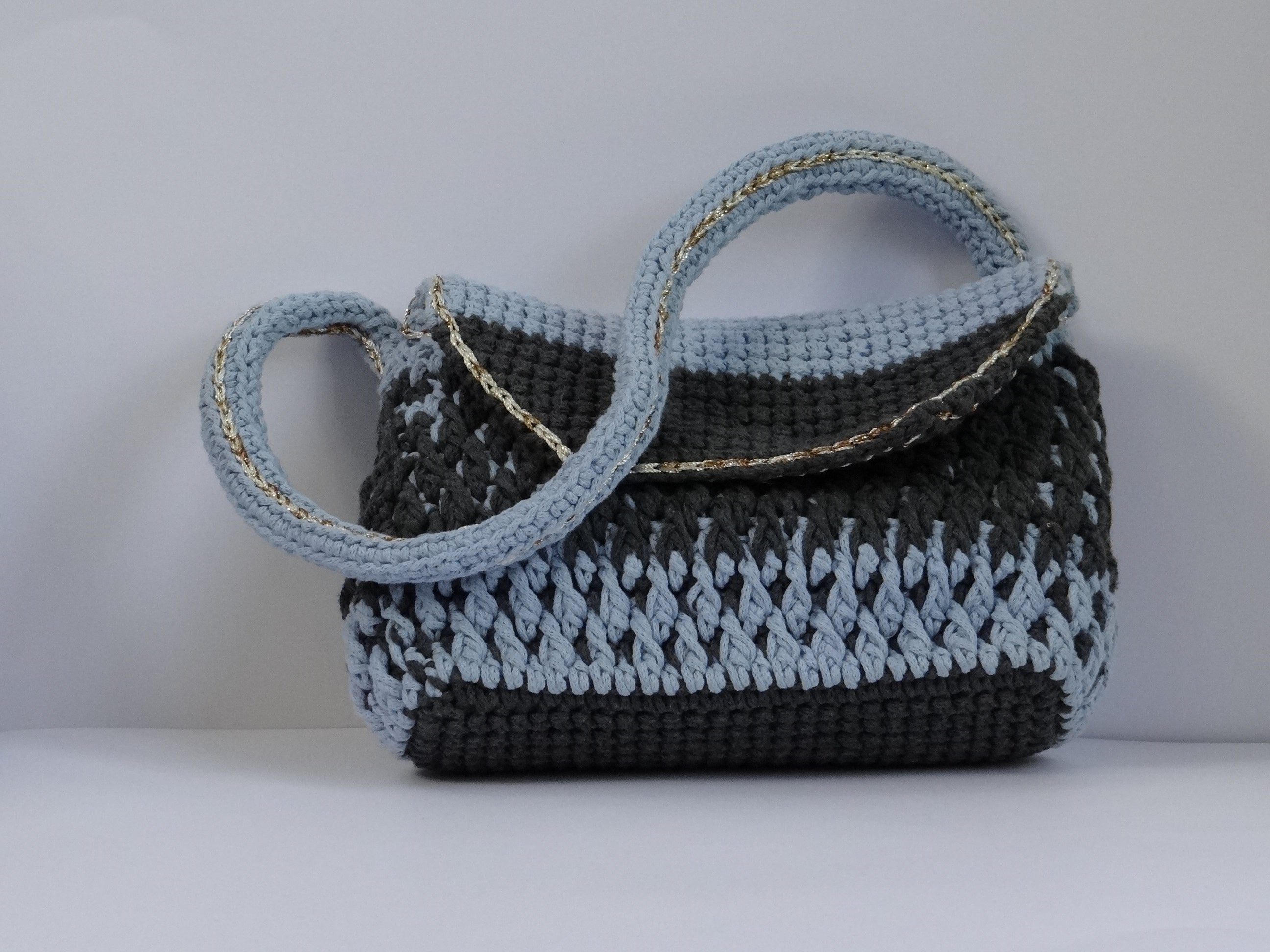 Baby Blue and Charcoal Grey Handbag