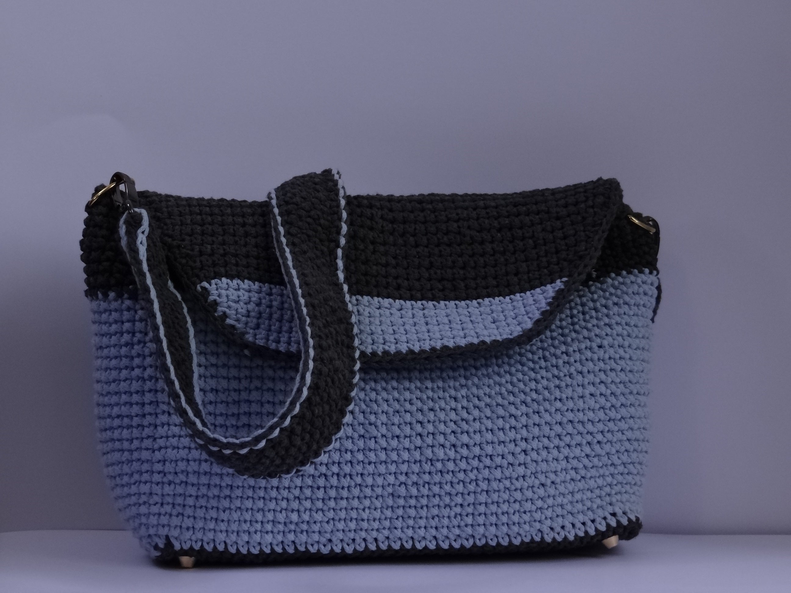 Charcoal Grey and Baby Blue Handbag