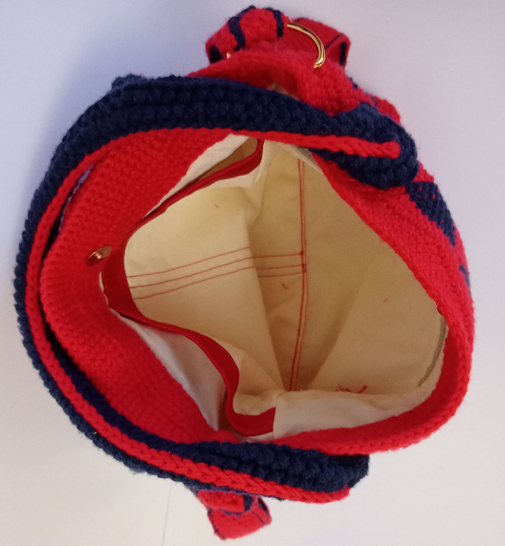 Red and Navy handbag.