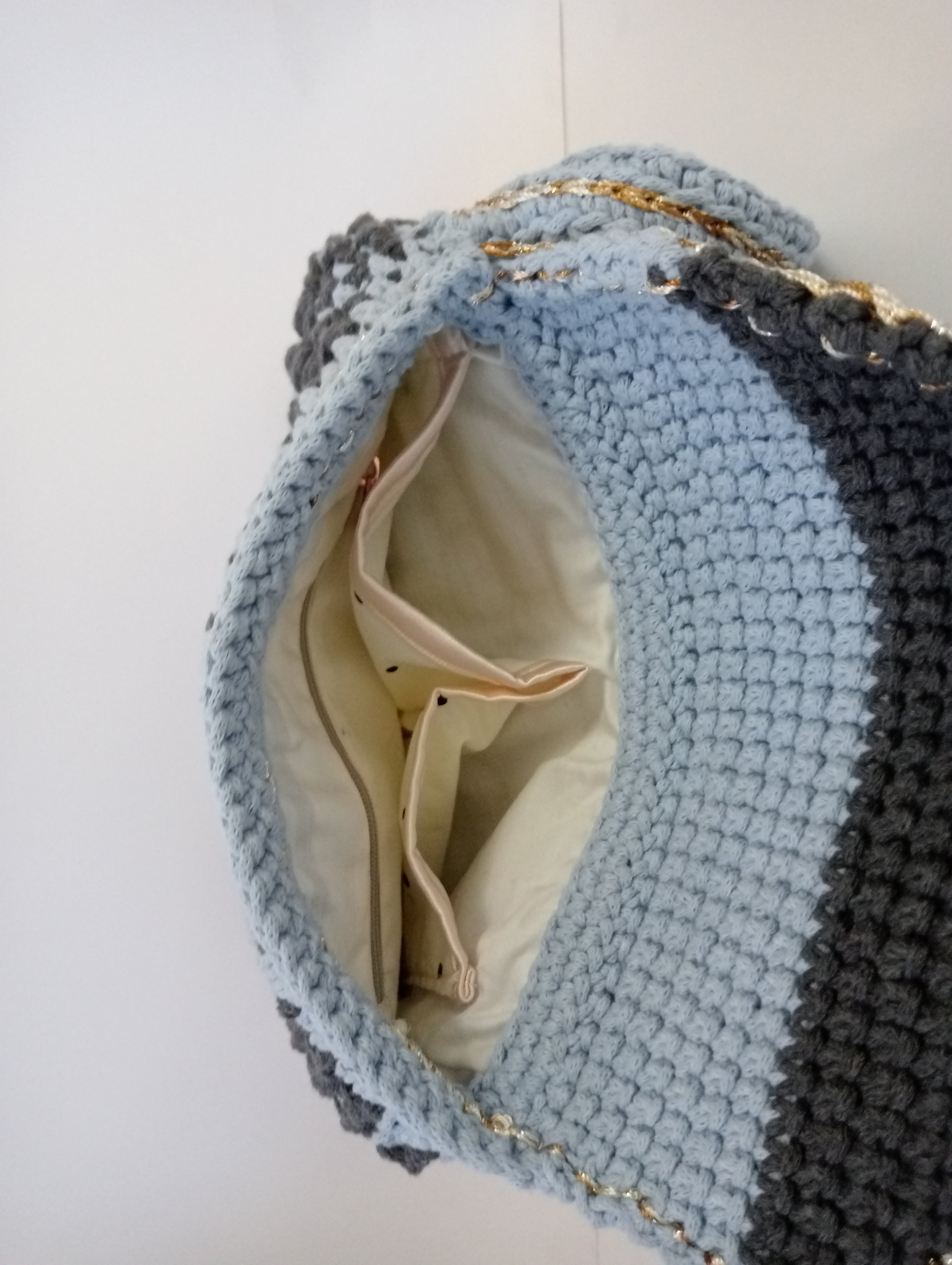 Baby Blue and Charcoal Grey Handbag