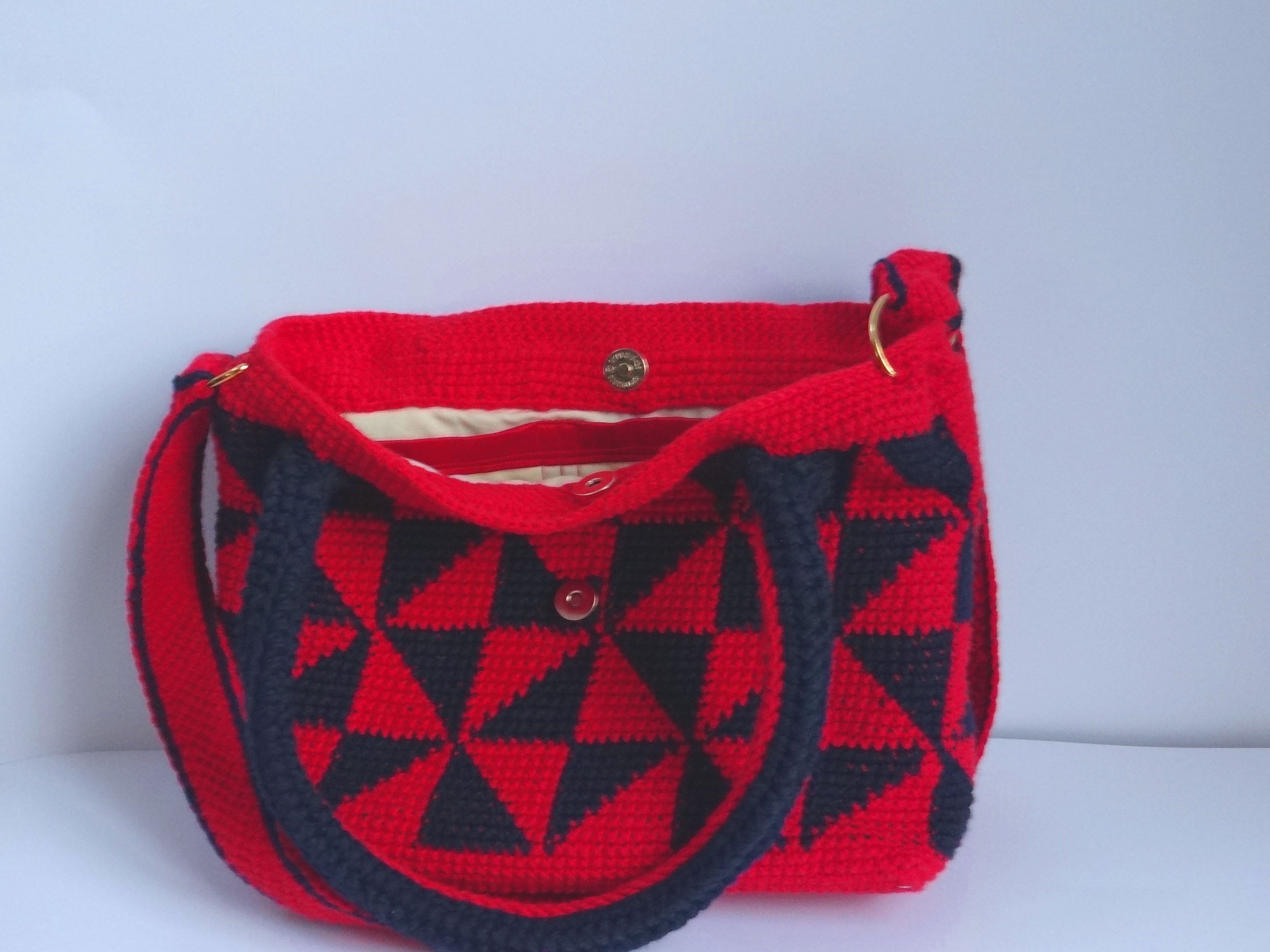 Red and Navy handbag.
